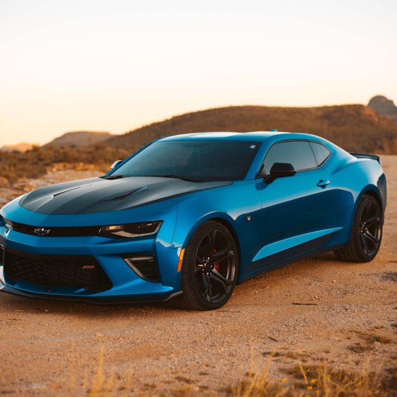 Blue sports car showroom shine